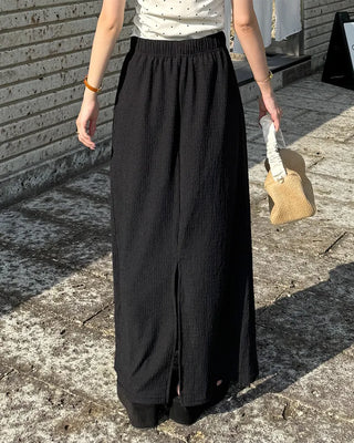 Embossed banding maxi skirt