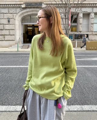 Round neck waffle long t-shirt