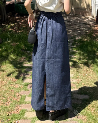 Simple linen maxi skirt with elastic waistband