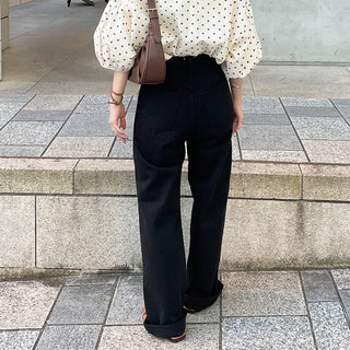 Slit Black Cotton Pants