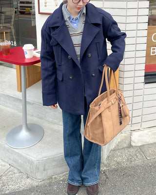 Double-breasted quilted coat