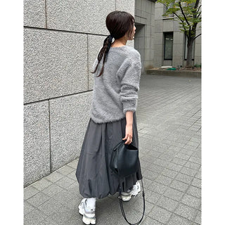 Loose-fit V-neck knit cardigan