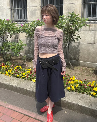 Lace sheer off-shoulder