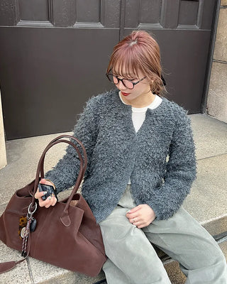Boucle V-neck cardigan