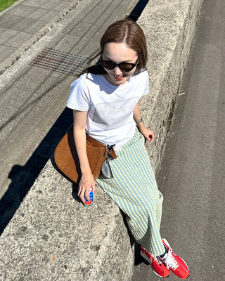Washed stripe maxi skirt