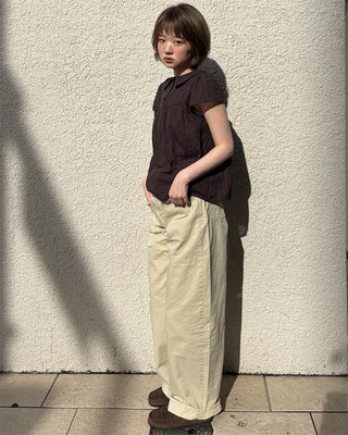 Summer cotton wide-leg pants