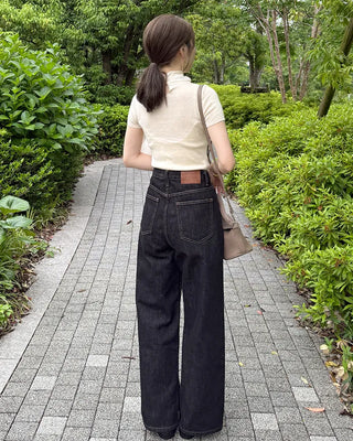 Satin ribbon short-sleeved blouse