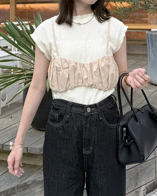 Shirred Cropped Bustier