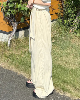 Scarf-layered pants