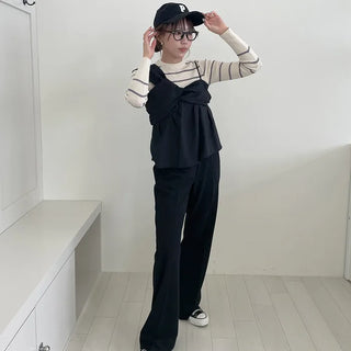 Slim-fit striped ribbed knit