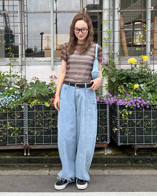 Checkered sheer short-sleeved T-shirt