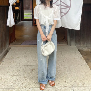 Ribbon layered blouse