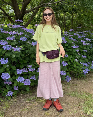 Bordered waist drawstring maxi skirt