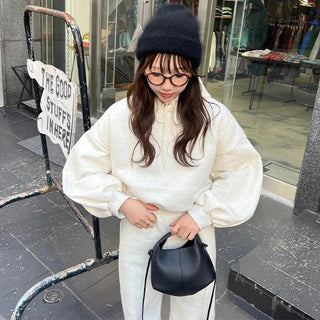 Brushed String Sweatshirt and Pants Set