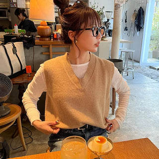 Basic V-neck knit vest