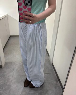 Striped Summer Cotton Wide Pants