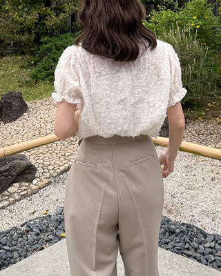 Lace short-sleeved blouse