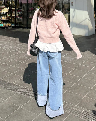 Wide bootcut denim pants