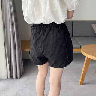 Flower embossed shorts