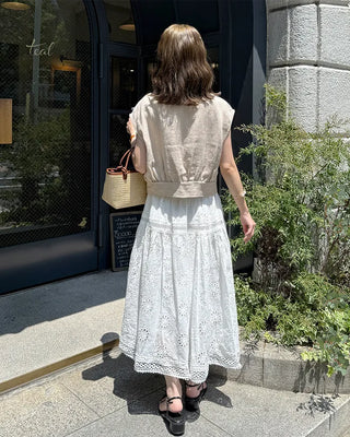 Drop-shoulder cropped vest jacket