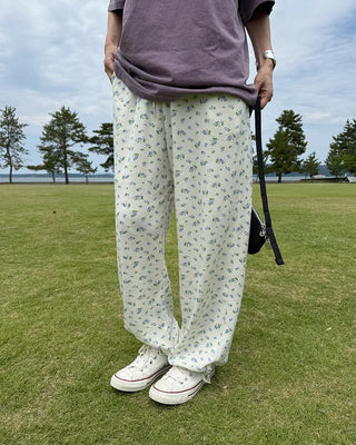 Flower Summer Waffle Easy Pants