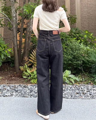 Dot Asymmetric Off-Shoulder Short-Sleeve T-Shirt