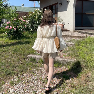 Off-shoulder chiffon blouse dress