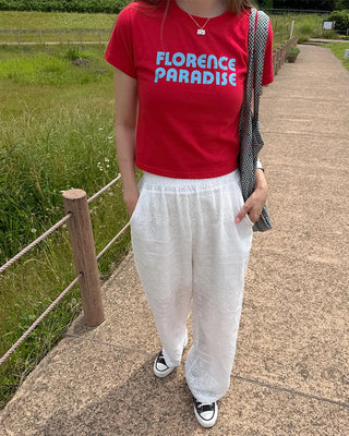 Flower Punching Wide Easy Pants