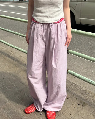 Colorful pintuck wide-leg pants