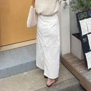 Cotton straight long skirt