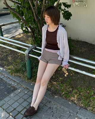 Striped knit shorts