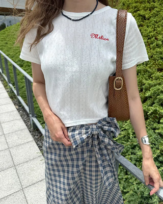 Perforated Cropped Short-Sleeve T-Shirt