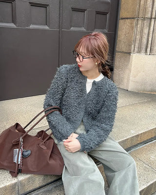 Boucle V-neck cardigan
