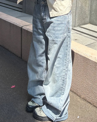 Basic wide-leg denim pants