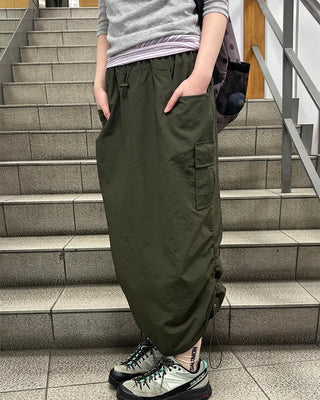 Side pocket nylon cargo skirt