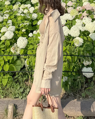 Linen shirt and shorts set