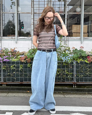 Checkered sheer short-sleeved T-shirt