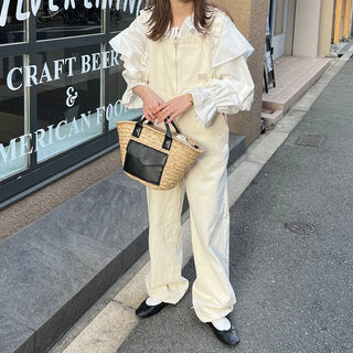 Front zip cotton overalls