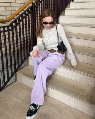 (Unisex) Colored Cotton Wide Pants