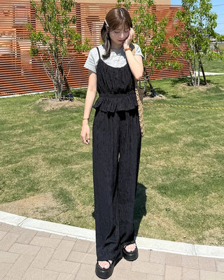 Frill Shirred Bustier Pants Set