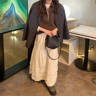 Long skirt with ruffled hem