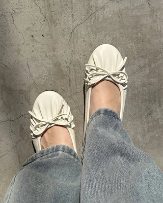 Shirred Ribbon Flat Shoes