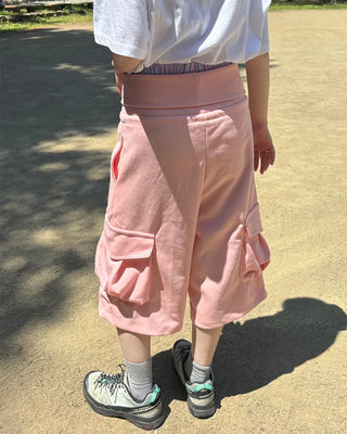 Wide-waist pocket Bermuda shorts