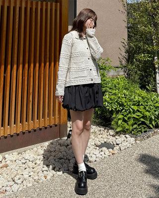 Crochet Point Knit Cardigan