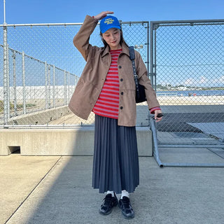 Suede mid-length coat