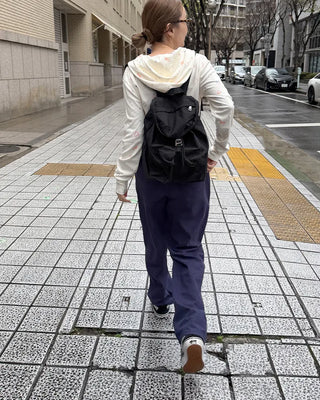 Square pocket nylon backpack