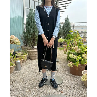 V-neck sleeveless long cardigan dress