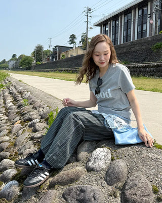 Loose-fit striped banding pants