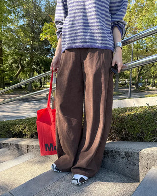 Corduroy ribbed elastic waist pants