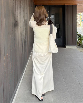 Satin long skirt